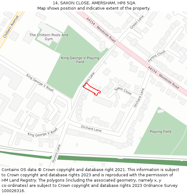 14, SAXON CLOSE, AMERSHAM, HP6 5QA: Location map and indicative extent of plot