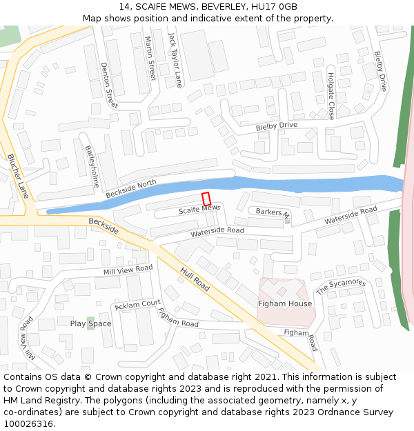 14, SCAIFE MEWS, BEVERLEY, HU17 0GB: Location map and indicative extent of plot