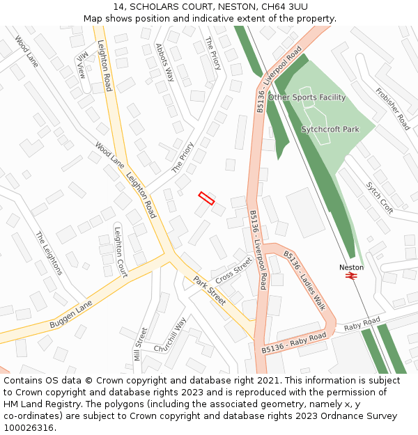 14, SCHOLARS COURT, NESTON, CH64 3UU: Location map and indicative extent of plot