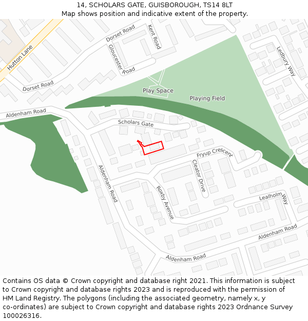 14, SCHOLARS GATE, GUISBOROUGH, TS14 8LT: Location map and indicative extent of plot