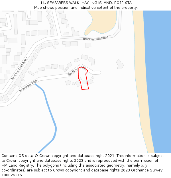 14, SEAFARERS WALK, HAYLING ISLAND, PO11 9TA: Location map and indicative extent of plot