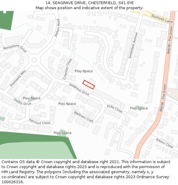 14, SEAGRAVE DRIVE, CHESTERFIELD, S41 0YE: Location map and indicative extent of plot