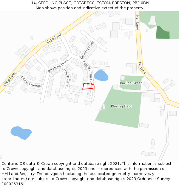 14, SEEDLING PLACE, GREAT ECCLESTON, PRESTON, PR3 0DN: Location map and indicative extent of plot