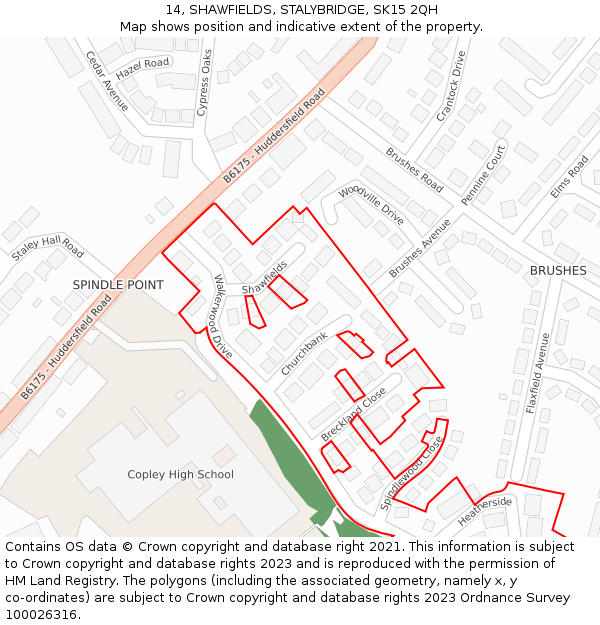 14, SHAWFIELDS, STALYBRIDGE, SK15 2QH: Location map and indicative extent of plot