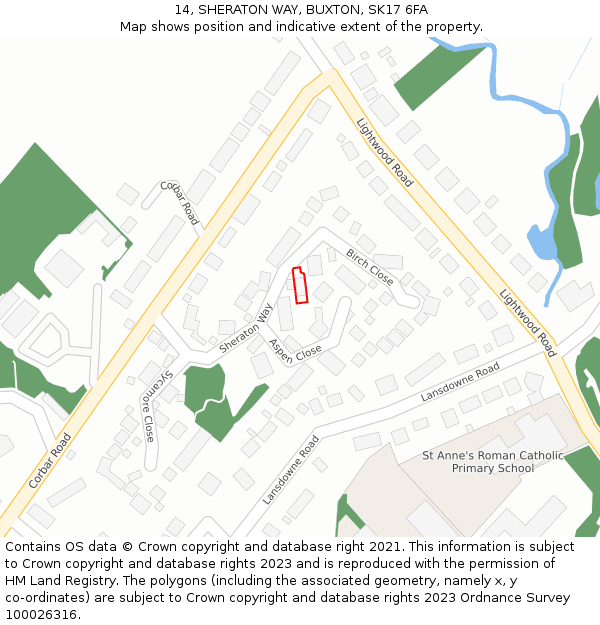 14, SHERATON WAY, BUXTON, SK17 6FA: Location map and indicative extent of plot