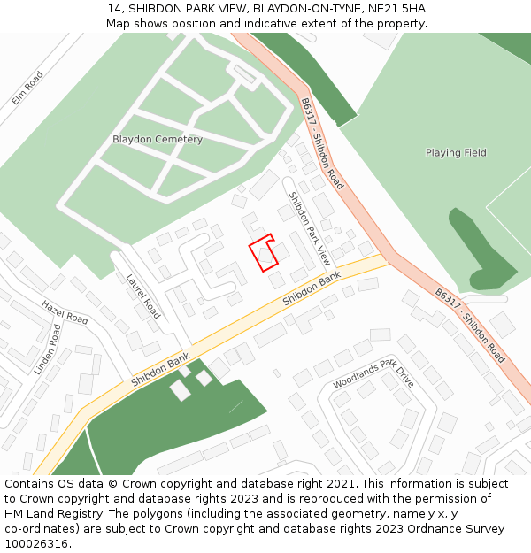 14, SHIBDON PARK VIEW, BLAYDON-ON-TYNE, NE21 5HA: Location map and indicative extent of plot