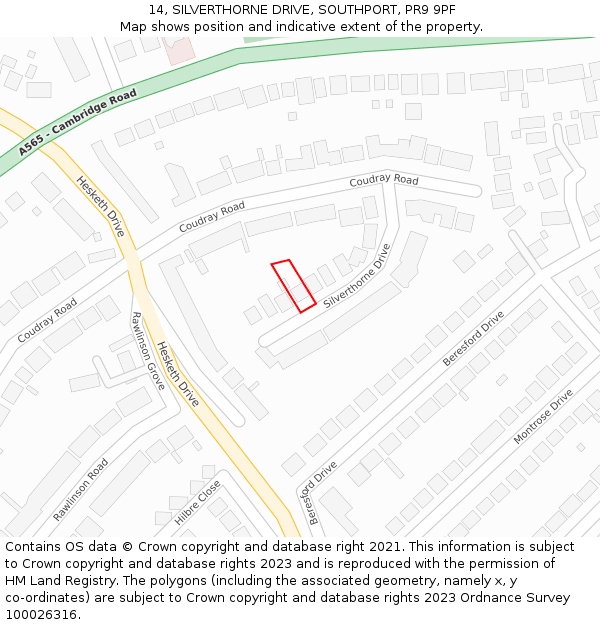 14, SILVERTHORNE DRIVE, SOUTHPORT, PR9 9PF: Location map and indicative extent of plot