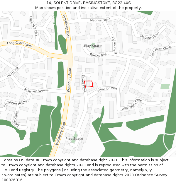 14, SOLENT DRIVE, BASINGSTOKE, RG22 4XS: Location map and indicative extent of plot