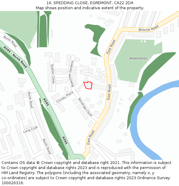 14, SPEDDING CLOSE, EGREMONT, CA22 2DA: Location map and indicative extent of plot