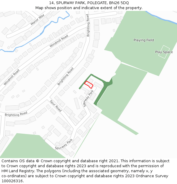 14, SPURWAY PARK, POLEGATE, BN26 5DQ: Location map and indicative extent of plot