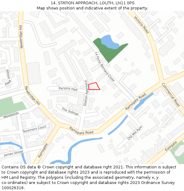 14, STATION APPROACH, LOUTH, LN11 0PS: Location map and indicative extent of plot