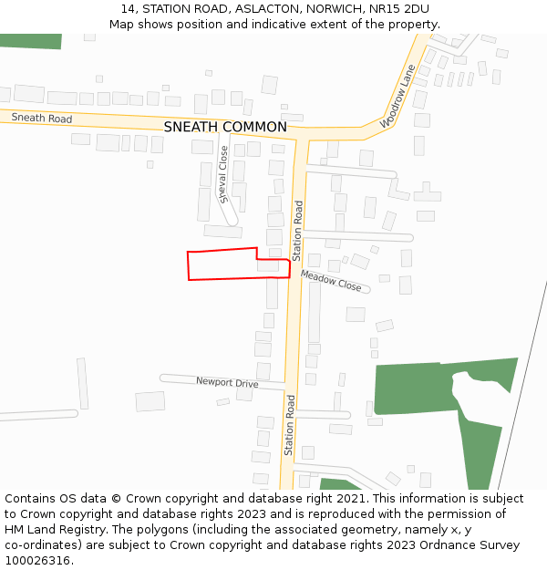 14, STATION ROAD, ASLACTON, NORWICH, NR15 2DU: Location map and indicative extent of plot