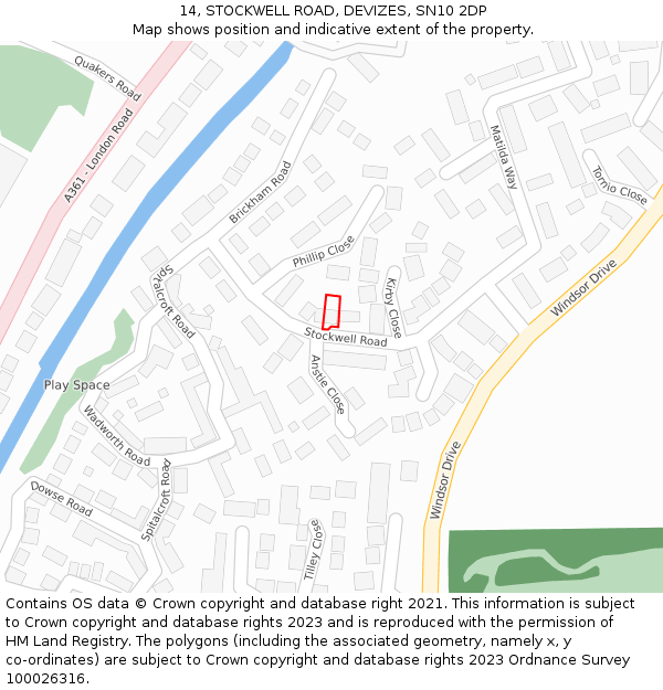14, STOCKWELL ROAD, DEVIZES, SN10 2DP: Location map and indicative extent of plot