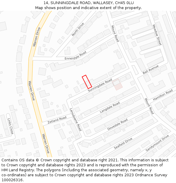 14, SUNNINGDALE ROAD, WALLASEY, CH45 0LU: Location map and indicative extent of plot