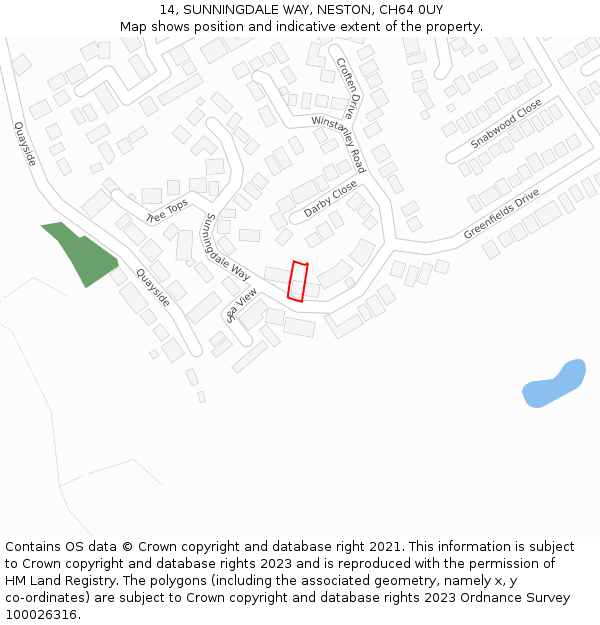 14, SUNNINGDALE WAY, NESTON, CH64 0UY: Location map and indicative extent of plot