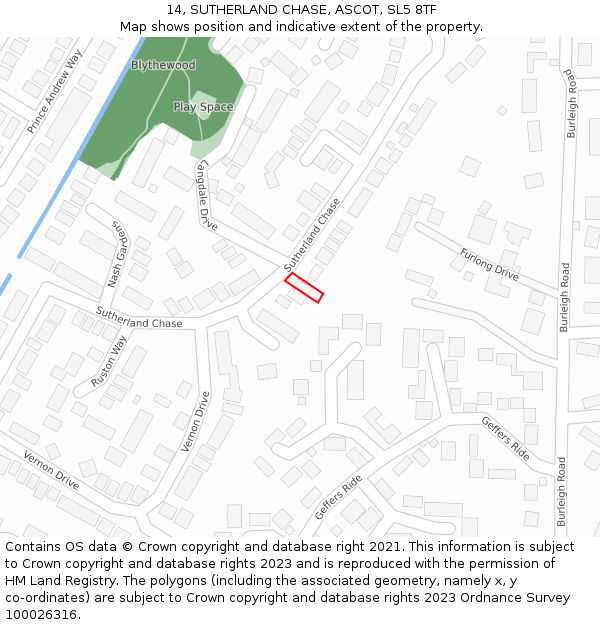 14, SUTHERLAND CHASE, ASCOT, SL5 8TF: Location map and indicative extent of plot