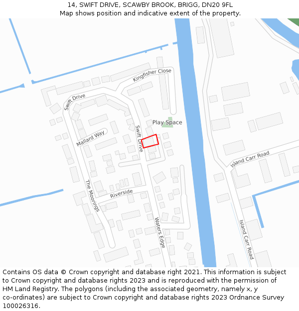 14, SWIFT DRIVE, SCAWBY BROOK, BRIGG, DN20 9FL: Location map and indicative extent of plot