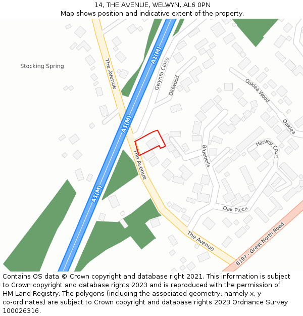 14, THE AVENUE, WELWYN, AL6 0PN: Location map and indicative extent of plot