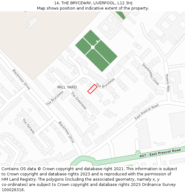 14, THE BRYCEWAY, LIVERPOOL, L12 3HJ: Location map and indicative extent of plot
