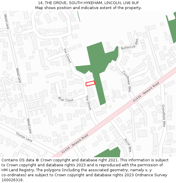 14, THE DROVE, SOUTH HYKEHAM, LINCOLN, LN6 9UF: Location map and indicative extent of plot