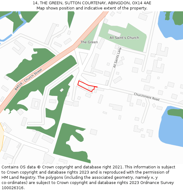 14, THE GREEN, SUTTON COURTENAY, ABINGDON, OX14 4AE: Location map and indicative extent of plot