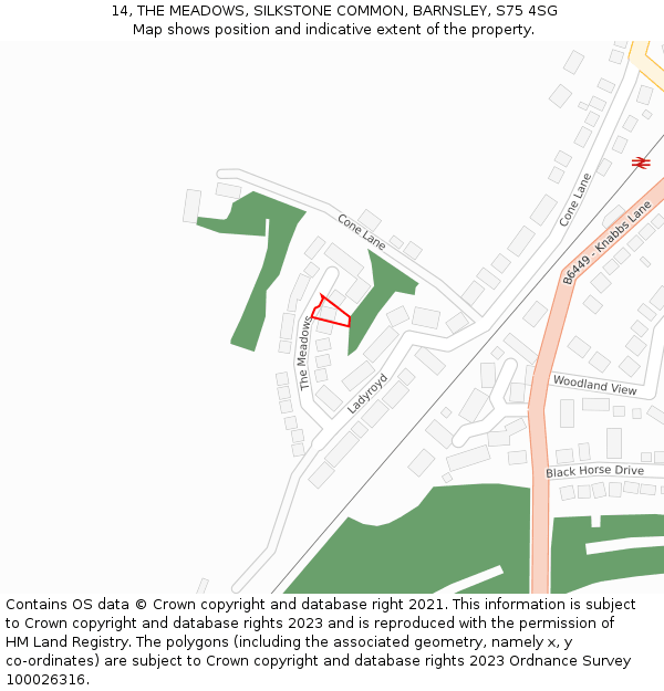 14, THE MEADOWS, SILKSTONE COMMON, BARNSLEY, S75 4SG: Location map and indicative extent of plot