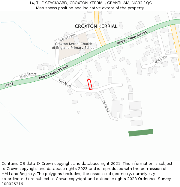 14, THE STACKYARD, CROXTON KERRIAL, GRANTHAM, NG32 1QS: Location map and indicative extent of plot