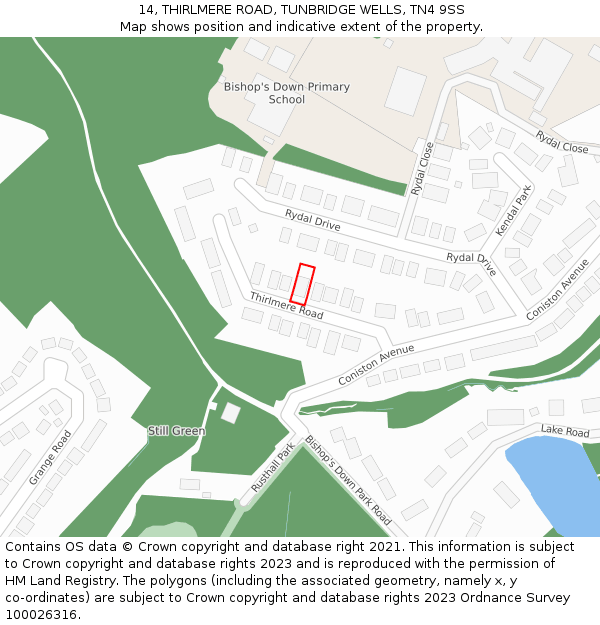 14, THIRLMERE ROAD, TUNBRIDGE WELLS, TN4 9SS: Location map and indicative extent of plot