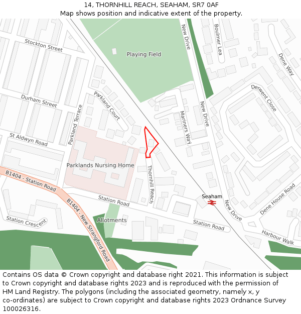 14, THORNHILL REACH, SEAHAM, SR7 0AF: Location map and indicative extent of plot