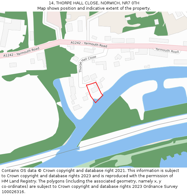 14, THORPE HALL CLOSE, NORWICH, NR7 0TH: Location map and indicative extent of plot