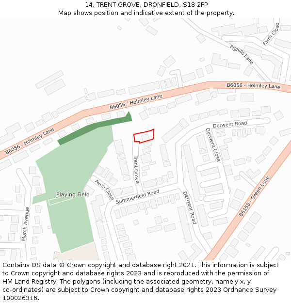 14, TRENT GROVE, DRONFIELD, S18 2FP: Location map and indicative extent of plot