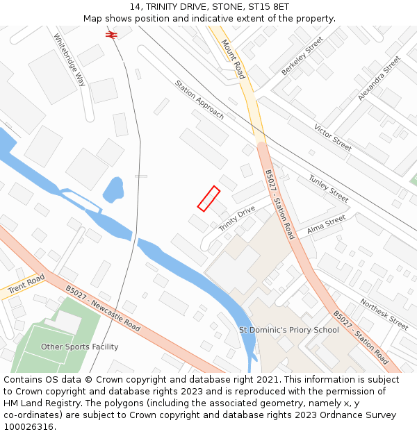 14, TRINITY DRIVE, STONE, ST15 8ET: Location map and indicative extent of plot