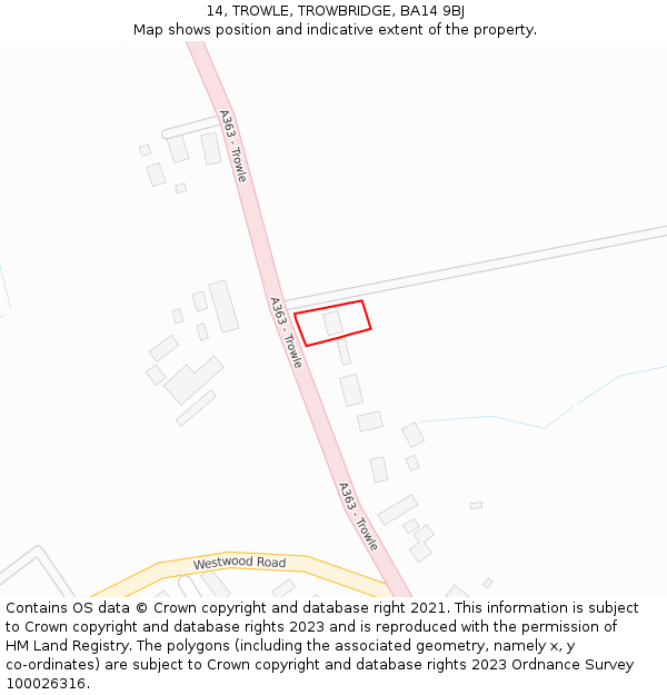 14, TROWLE, TROWBRIDGE, BA14 9BJ: Location map and indicative extent of plot