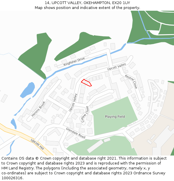 14, UPCOTT VALLEY, OKEHAMPTON, EX20 1UY: Location map and indicative extent of plot