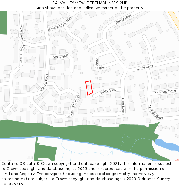 14, VALLEY VIEW, DEREHAM, NR19 2HP: Location map and indicative extent of plot