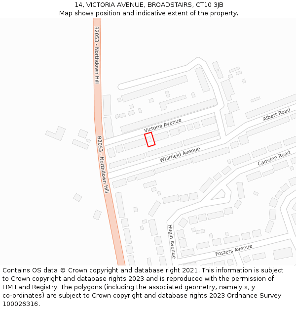 14, VICTORIA AVENUE, BROADSTAIRS, CT10 3JB: Location map and indicative extent of plot