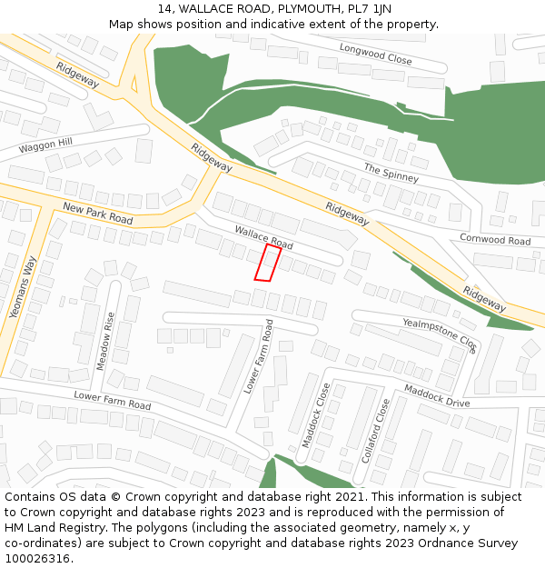 14, WALLACE ROAD, PLYMOUTH, PL7 1JN: Location map and indicative extent of plot