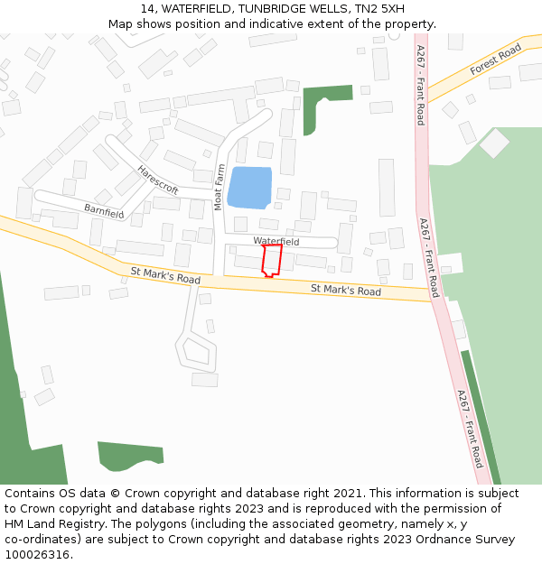 14, WATERFIELD, TUNBRIDGE WELLS, TN2 5XH: Location map and indicative extent of plot