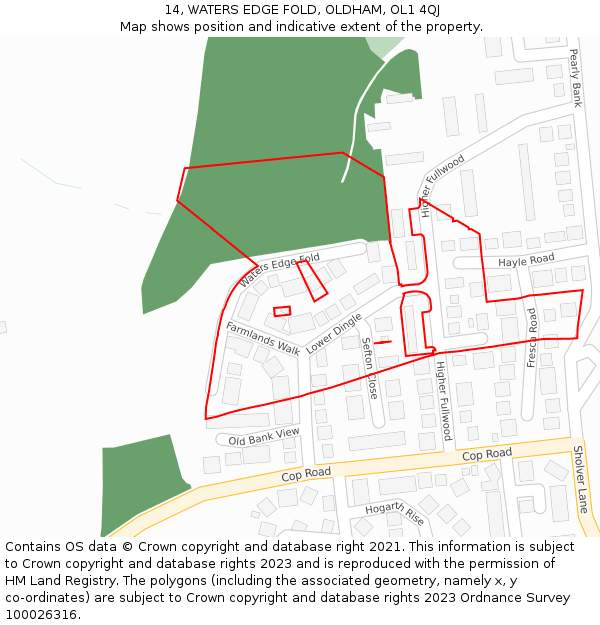 14, WATERS EDGE FOLD, OLDHAM, OL1 4QJ: Location map and indicative extent of plot