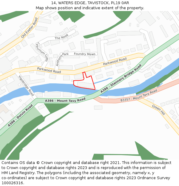 14, WATERS EDGE, TAVISTOCK, PL19 0AR: Location map and indicative extent of plot