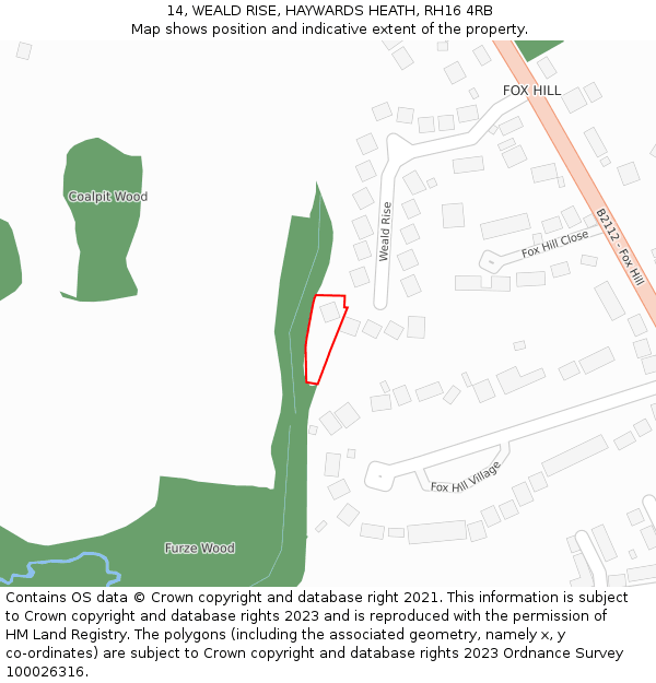 14, WEALD RISE, HAYWARDS HEATH, RH16 4RB: Location map and indicative extent of plot