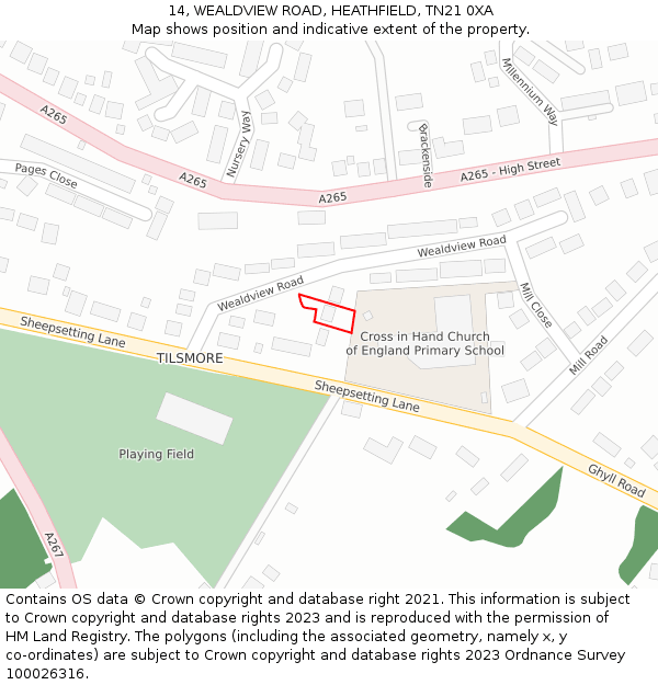 14, WEALDVIEW ROAD, HEATHFIELD, TN21 0XA: Location map and indicative extent of plot