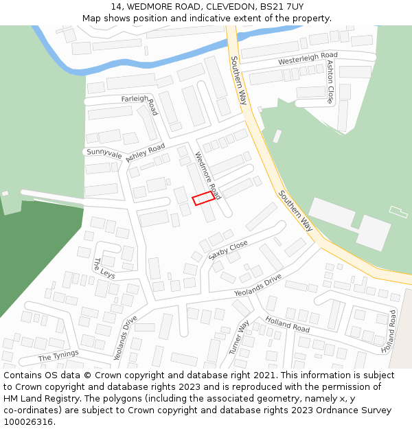 14, WEDMORE ROAD, CLEVEDON, BS21 7UY: Location map and indicative extent of plot