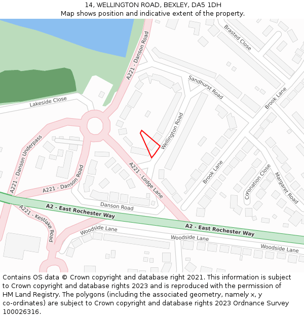 14, WELLINGTON ROAD, BEXLEY, DA5 1DH: Location map and indicative extent of plot