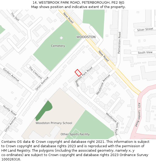 14, WESTBROOK PARK ROAD, PETERBOROUGH, PE2 9JG: Location map and indicative extent of plot