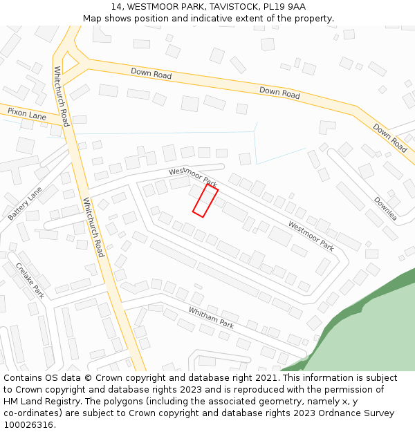 14, WESTMOOR PARK, TAVISTOCK, PL19 9AA: Location map and indicative extent of plot