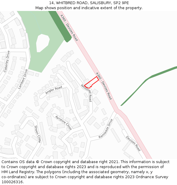 14, WHITBRED ROAD, SALISBURY, SP2 9PE: Location map and indicative extent of plot