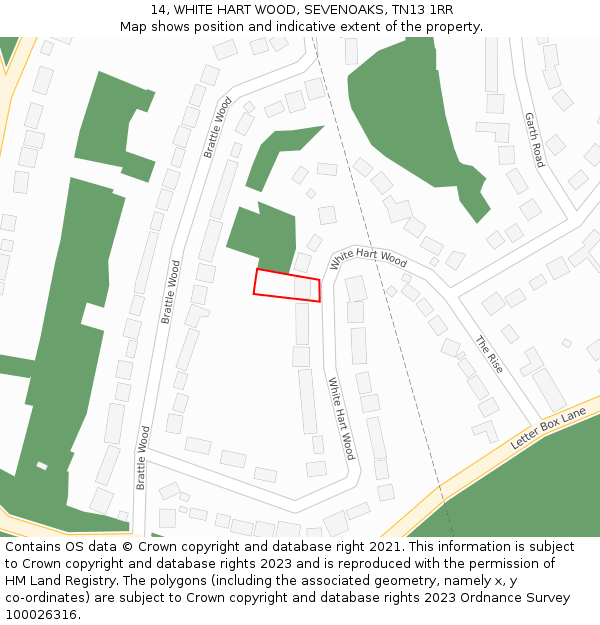 14, WHITE HART WOOD, SEVENOAKS, TN13 1RR: Location map and indicative extent of plot