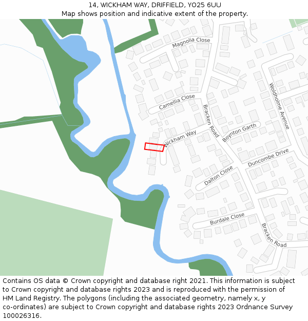 14, WICKHAM WAY, DRIFFIELD, YO25 6UU: Location map and indicative extent of plot