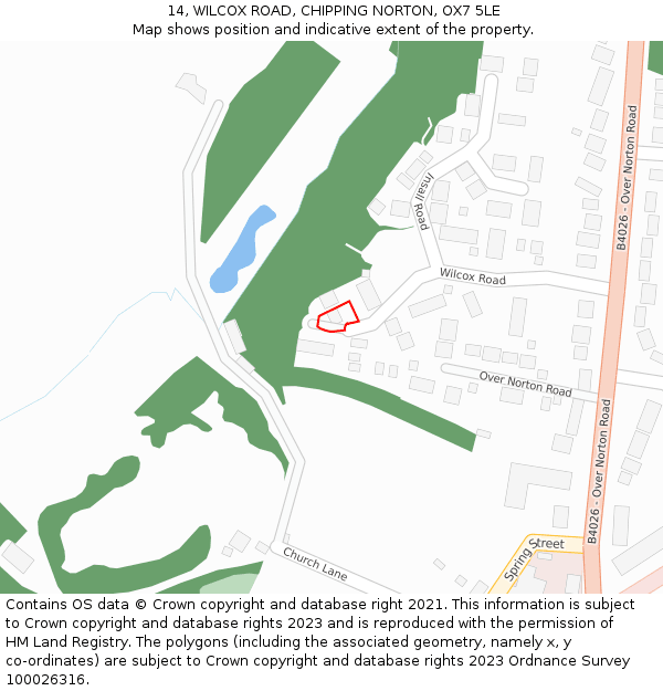 14, WILCOX ROAD, CHIPPING NORTON, OX7 5LE: Location map and indicative extent of plot